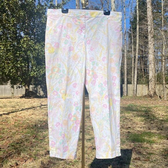 Talbots Perfect Crop 60's Pastel Floral Slacks - Picture 2 of 8